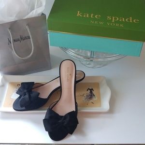 KATE SPADE Satin Black Kitten Heels